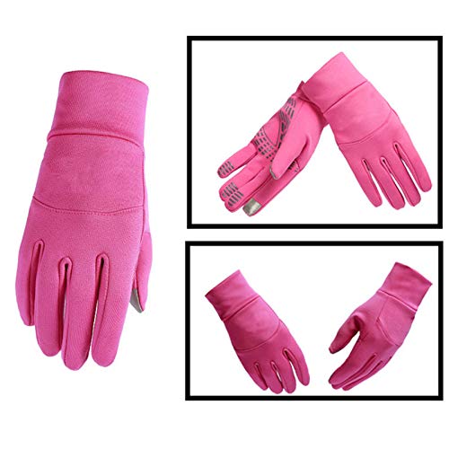 HTTOAR Guantes de Bicicleta para Mujer, Invierno, a Prueba de Viento, Antideslizante, Pantalla táctil Impermeable, Bicicleta de Ciclismo para Exteriores, Guantes para Correr (Rosa, M)