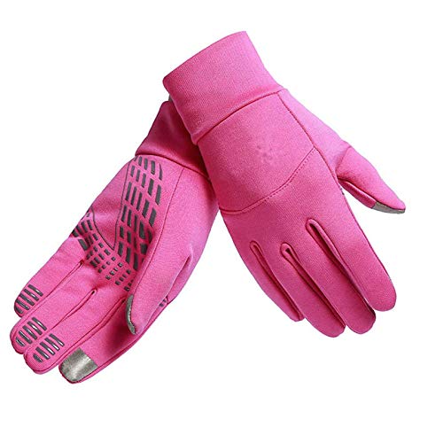 HTTOAR Guantes de Bicicleta para Mujer, Invierno, a Prueba de Viento, Antideslizante, Pantalla táctil Impermeable, Bicicleta de Ciclismo para Exteriores, Guantes para Correr (Rosa, M)