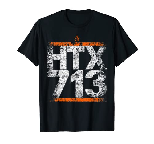 HTX 713 Houston Strong HTown angustiado Orange Houston Texas Camiseta