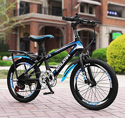 HUAQINEI Bicicleta, Velocidad Variable, niño de Mediana Edad, 18 Pulgadas, 20 Pulgadas, 22 Pulgadas, Bicicleta, 7-8-9-10-12-15 años, Bicicleta de montaña, Azul, 18