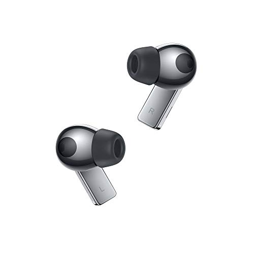 HUAWEI FreeBuds Pro - Auriculares inalámbricos Bluetooth con cancelación inteligente de ruido, sistema de 3 micrófonos, carga inalámbrica rápida, Plata, Pequeño