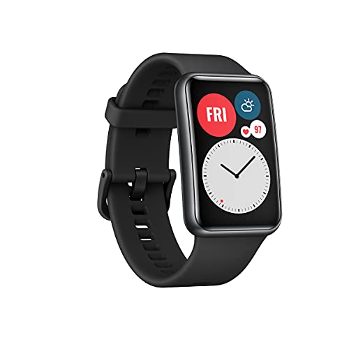 HUAWEI WATCH FIT - Smartwatch, pantalla AMOLED de 1,64” y Adaptador USB-C, hasta 10 días de batería, 96 modos de entrenamiento, GPS incorporado, 5ATM, saturación de oxígeno en sangre, Negro