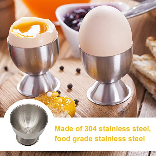 Huevera Acero, soporte para tazas de acero inoxidable y abridor de huevos de doble cara, taza para huevos de Pascua de gran tamaño para huevos pasados ​​por agua