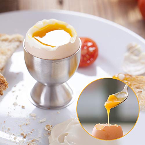Huevera Acero, soporte para tazas de acero inoxidable y abridor de huevos de doble cara, taza para huevos de Pascua de gran tamaño para huevos pasados ​​por agua