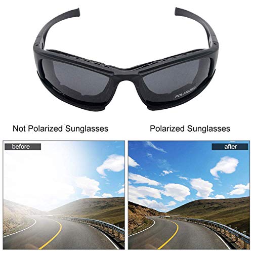HugeAuto Gafas de sol deportivas polarizadas, gafas de sol militares tácticas con 4 lentes intercambiables, gafas protectoras para hombres y mujeres en correr, ciclismo, esquí, pesca