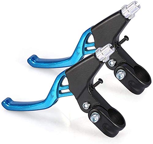 HUGEE Palancas de Freno de Bicicleta - Freno de Mano de Aleación De Aluminio Universal para Bicicleta,Aplicar en Bicicleta de Carretera MTB BMX Freno de Bicicleta,Diámetro 2,2 cm,Un Par (Azul)