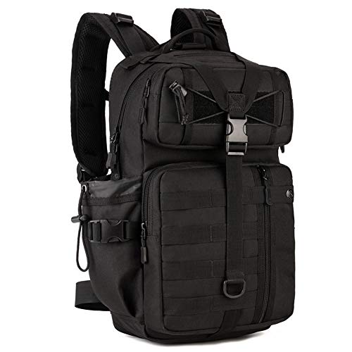 HUNTVP 30L Táctical Backpack Mochila de Asalto Mochila de Marcha Molle Militar Gran Bolsa de Hombro Impermeable para Las Actividades Aire Libre Senderismo - Negro