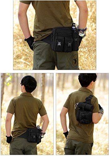 HUNTVP Bolso de Cintura Mochila Táctical Bolso de Cintura Bolsa Riñonera Bandolera Cinturón Estilo Militar Bolso de Múltiple Función Riñoneras para Herramientas Mochila Ejércita Bolso, Negro