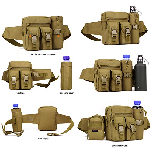 HUNTVP Bolso de Cintura Mochila Táctical Bolso de Cintura Bolsa Riñonera Bandolera Cinturón Estilo Militar Bolso de Múltiple Función Riñoneras para Herramientas Mochila Ejércita Bolso, Negro