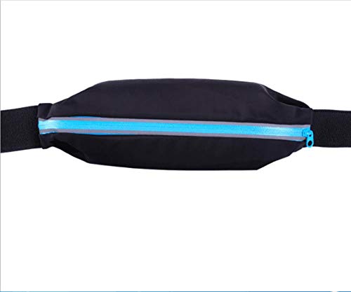 Huore Fitness Al Aire Libre Deportes De Un Solo Puerto Running Montañismo Fitness Riding Bolsillo Cómodo Impermeable Antirrobo Cremallera Reflectante Riñonera, Azul, 20 * 8 Cm