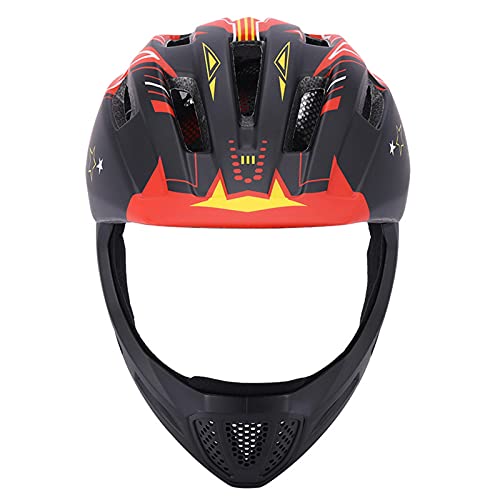 HVW Casco De Bicicleta para Niños, Casco Integral De Bicicleta con Luces Traseras Guante De Mentonera Desmontable Casco De Bicicleta De Ciclismo Edades 5-14 Casco De Scooter para Niñas Y Niños,A