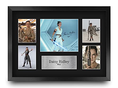 HWC Trading FR A3 Daisy Ridley Star Wars Rey Los Regalos Imprimieron La Exhibición Firmada De La Imagen del Autógrafo para Los Fans De Los Recuerdos De La Película - A3 Enmarcado