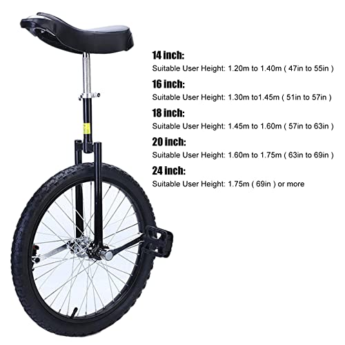 HWF Monociclo niño 24 20 Pulgadas Rueda única Monociclo para Adultos/Hombres/Mujeres/niños Grandes, 14 16 18 Pulgadas Rueda Monociclo para niños niñas, Bicicleta de una Rueda, Uniciclo para principi