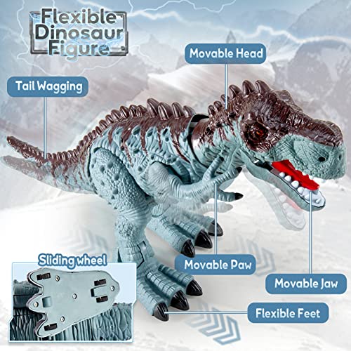 HYAKIDS Grande Dinosaurios Juguetes para Niños, Electrónico Realista Figura T Rex Juguete de Dinosaurio Camina Proyección Luz y Sonido Rugiente Regalos Navidad para Niños Niñas