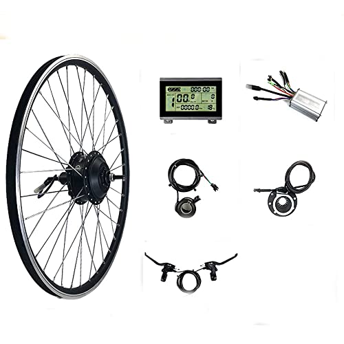 HYCy Kit de Bicicleta eléctrica 36V 350W Motor de rotación Delantera/Trasera Rueda sin escobillas Motor de Cubo de radios sin Engranajes 20"24" 26"27,5" 28"29" 700C con Pantalla LE