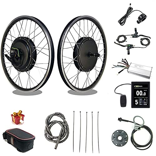 HYCy Kit de Bicicleta eléctrica 48V 1000W Motor de rotación Trasera Rueda Sin escobillas Sin Engranajes Motor de Cubo de radios 20"24" 26"27.5" 28"29" 700C con Pantalla KT-LCD8S Kit