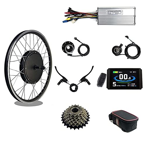 HYCy Kit de Bicicleta eléctrica 48V 1500W Motor de Giro Trasero Rueda Sin escobillas Sin Engranajes Motor de Cubo de radios 20"24" 26"27.5" 28"29" 700C con Pantalla KT-LCD8H Kit de c