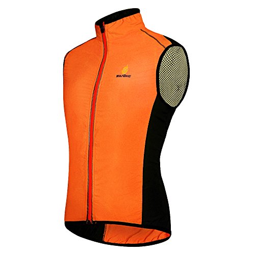 HYSENM Chaleco sin mangas para ciclismo y bicicleta de montaña Cortavientos Transpirable Reflectante Poliéster XL Naranja