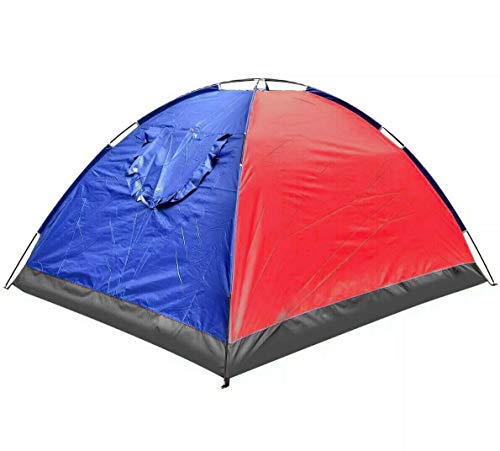 hyu Tienda de Campaña para 4 Personas Impermeable Acampar Camping Carpa Tipo IGLU Azul-Rojo