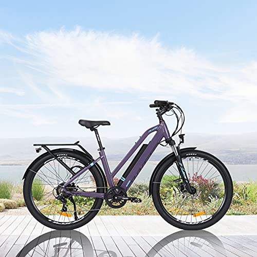 Hyuhome Bicicletas Eléctricas Para Adultos Hombres Mujeres, 27,5" E-bicicleta Montaña E-MTB 250W 36V 12.5Ah,Frenos Disco Dobles Shimano de 7 Speed(250W12.5A, 820 L)