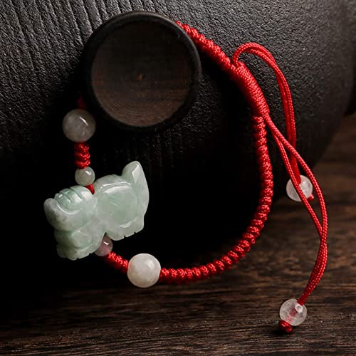 HYYK Bracciale Feng Shui Drago di BUON auspicio FEI Cui Giada Stile Antico Drago Antico Braccialetto Ricco di Cristallo portafortuna Chakra Guarigione Pietra preziosa per la prosperità Successo F