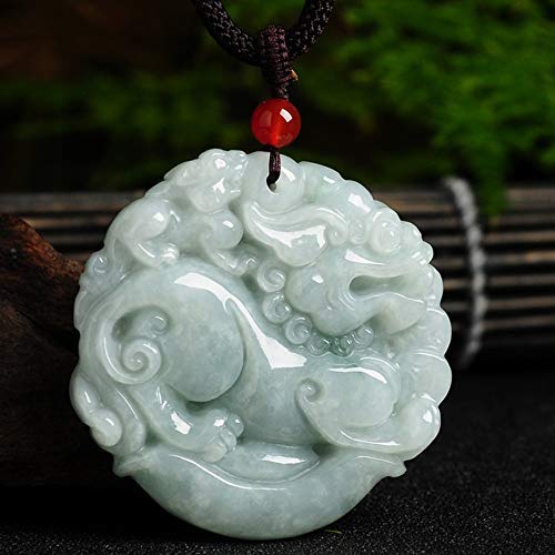 HYYK Feng Shui Double Side Pixiu Piyao Collana Pendente Solo 7A FEI Cui Giada Cristallo Antico Artigianato Gioielli FAI da te Accessori con cavo Regalo Uomo Donna Attrarre denaro Fortuna