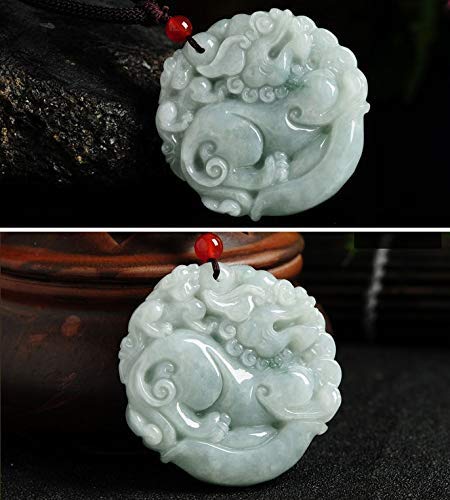 HYYK Feng Shui Double Side Pixiu Piyao Collana Pendente Solo 7A FEI Cui Giada Cristallo Antico Artigianato Gioielli FAI da te Accessori con cavo Regalo Uomo Donna Attrarre denaro Fortuna