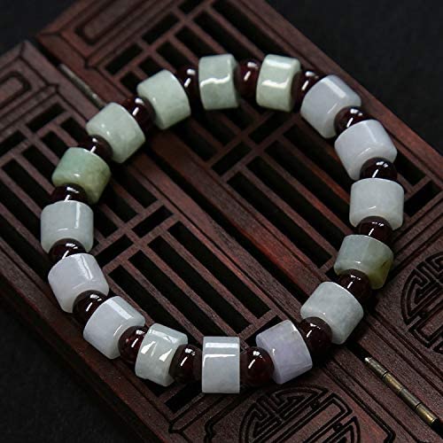 HYYK Feng Shui Wealth Bracciale FEI Cui Jade Bangle Garnet Stones Healing Chakra Gem Amulet Yoga Meditation Crystal Bracciale per Pace interiore Tranquillità Prosperità Ricchezza Fortuna, livello