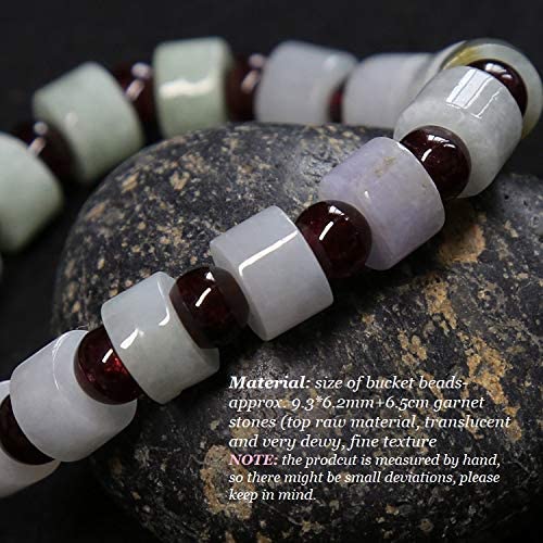 HYYK Feng Shui Wealth Bracciale FEI Cui Jade Bangle Garnet Stones Healing Chakra Gem Amulet Yoga Meditation Crystal Bracciale per Pace interiore Tranquillità Prosperità Ricchezza Fortuna, livello