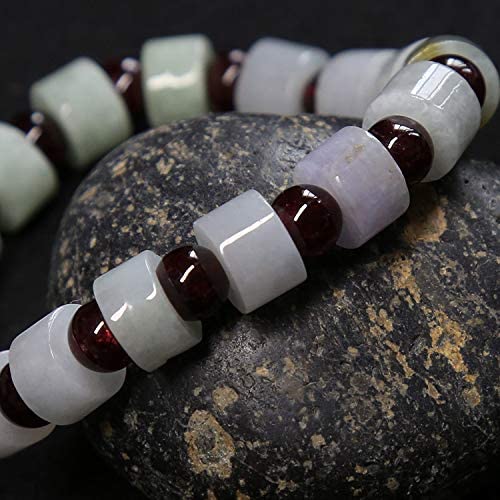 HYYK Feng Shui Wealth Bracciale FEI Cui Jade Bangle Garnet Stones Healing Chakra Gem Amulet Yoga Meditation Crystal Bracciale per Pace interiore Tranquillità Prosperità Ricchezza Fortuna, livello