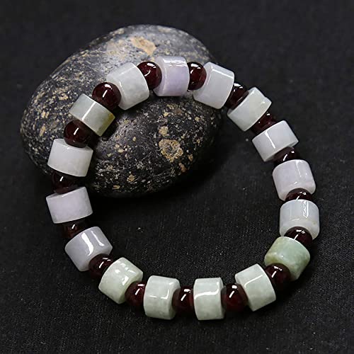 HYYK Feng Shui Wealth Bracciale FEI Cui Jade Bangle Garnet Stones Healing Chakra Gem Amulet Yoga Meditation Crystal Bracciale per Pace interiore Tranquillità Prosperità Ricchezza Fortuna, livello