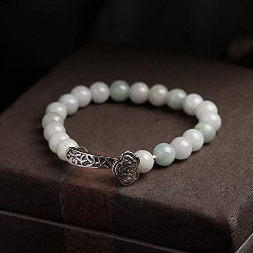 HYYK Feng Shui Wealth Bracciale Ruyi Waxy FEI Cui Jade Bracciale in Argento Puro 925 Ruyi Healing Chakra Braccialetto con ciondoli in Pietra preziosa per la prosperità dei Soldi Viaggiare con suc