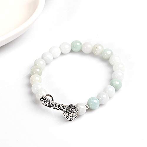 HYYK Feng Shui Wealth Bracciale Ruyi Waxy FEI Cui Jade Bracciale in Argento Puro 925 Ruyi Healing Chakra Braccialetto con ciondoli in Pietra preziosa per la prosperità dei Soldi Viaggiare con suc