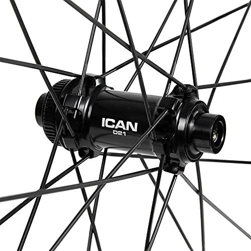 ICAN Ruedas de Carbono Alpha 40 Disc Ruedas de Bicicleta de Carretera 40mm Clincher tubeless Ready Disco Freno 12x100/12x142mm