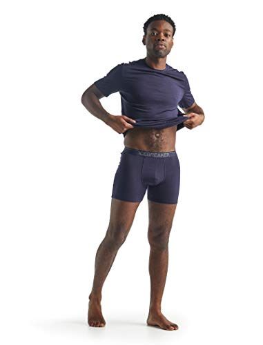 Icebreaker - Boxeadores anatómica de Lana Merino para Hombre, 150, Tela Ultraligera, Azul Marino, Talla L