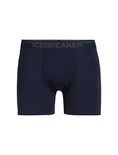 Icebreaker - Boxeadores anatómica de Lana Merino para Hombre, 150, Tela Ultraligera, Azul Marino, Talla L