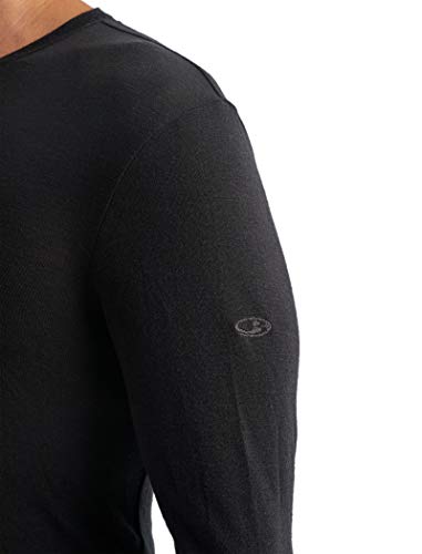 Icebreaker Mens 175 Everyday LS Crewe Camiseta Térmica para Hombre, Hombre, Black, L