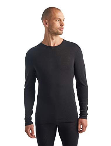 Icebreaker Mens 175 Everyday LS Crewe Camiseta Térmica para Hombre, Hombre, Black, L