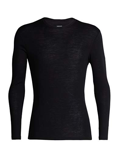 Icebreaker Mens 175 Everyday LS Crewe Camiseta Térmica para Hombre, Hombre, Black, L