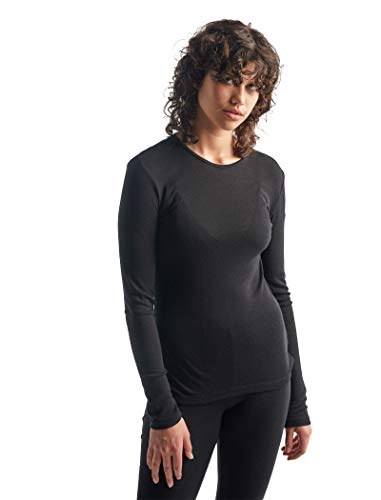 Icebreaker Wmns 175 Everyday LS Crewe Camiseta Térmica para Mujer, Black, XS