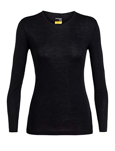 Icebreaker Wmns 175 Everyday LS Crewe Camiseta Térmica para Mujer, Black, XS