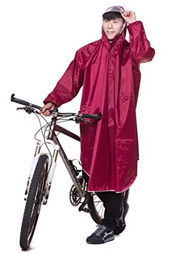 Icegrey Adultos Ligero Poncho Chubasquero para Bicicleta Ciclismo PVC Acampada y Marcha Chubasquero con Maniche Vino Tinto Talla única