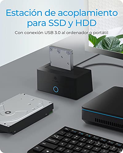 ICY BOX Estación de Acoplamiento para Discos Duros y SSD USB 3.0, SATA 2,5" y 3,5", Negro