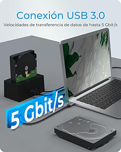 ICY BOX Estación de Acoplamiento para Discos Duros y SSD USB 3.0, SATA 2,5" y 3,5", Negro
