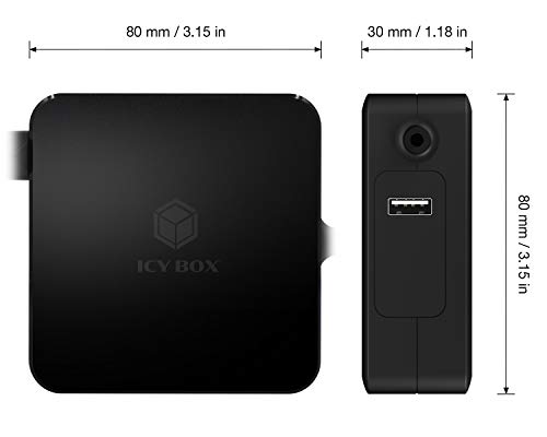 ICY BOX Fuente de alimentación USB-C de 90 W para portátiles, Tablets y Smartphones, función de protección, Power Delivery 3.0, Cable de 1,8 m, Color Negro