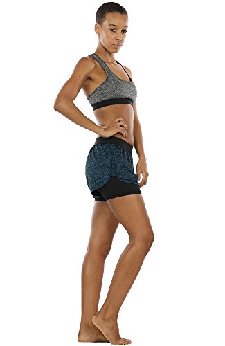 icyzone 2 en 1 Pantalón Corto Casual para Mujer Verano para Correr,para Yoga Fitness Correr -M-Azul