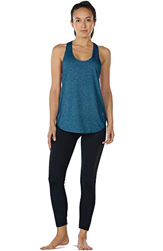 icyzone Camiseta sin Mangas de Fitness para Mujer Racerback Chaleco Deportivo, Pack de 2 (XS, Negro/Mezclilla)