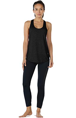 icyzone Camiseta sin Mangas de Fitness para Mujer Racerback Chaleco Deportivo, Pack de 2 (XS, Negro/Mezclilla)