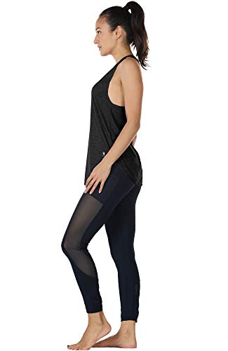 icyzone Camiseta sin Mangas de Fitness para Mujer Racerback Chaleco Deportivo, Pack de 2 (XS, Negro/Mezclilla)