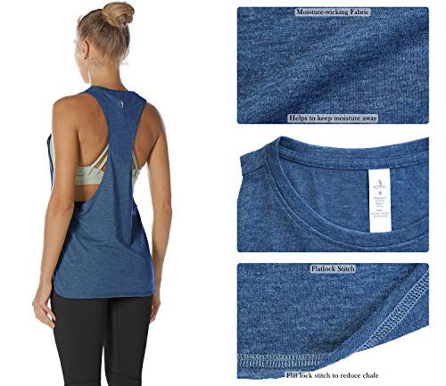 icyzone Sueltas y Ocio Camiseta de Fitness Deportiva de Tirantes para Mujer (S, Mezclilla)